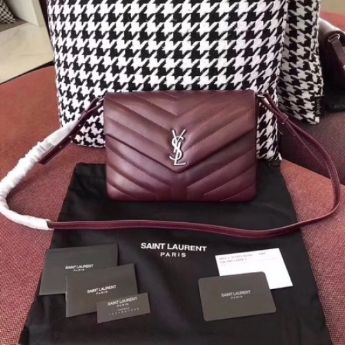 Yves Saint Laurent bőr keresztpántos válltáska 2829 piros