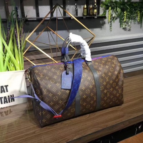 Louis Vuitton Eredeti Monogram Macassar Vászon Keepall Táska 45CM Pánttal 43858