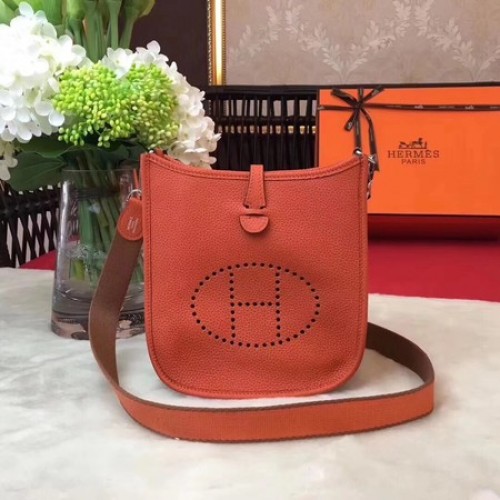 Hermes Evelyne mini 17cm Messenger Táska Eredeti Marhabőr H1187 Narancssárga