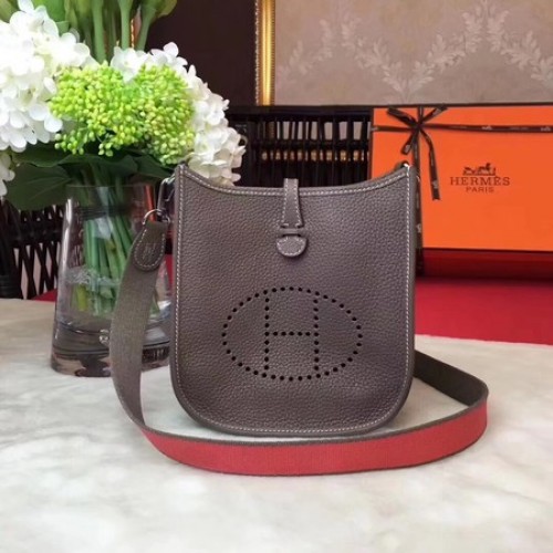 Hermès Evelyne mini 17cm Messenger Táska Eredeti Marhabőr H1187 Szürke