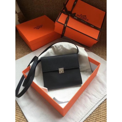 Hermès Clutch Epsom borjúbőr keresztpántos táska H0589 fekete