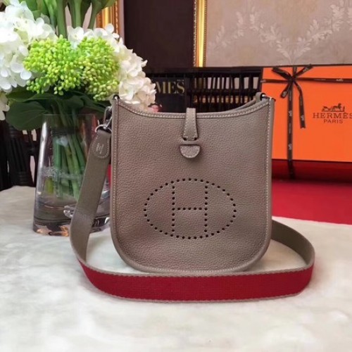 Hermès Evelyne mini 17cm Messenger Táska Eredeti Marhabőr H1187 Világosszürke