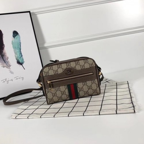 Gucci GG vászon Ophidia Supreme kis válltáska PVC 517350 barna