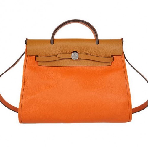 2012 Új Hermès HerBag 31CM Togo Bőr Táska H9051 Narancssárga Teveszín