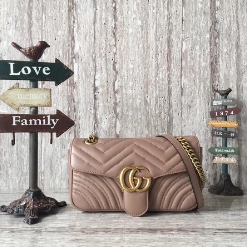 Gucci GG Marmont Matelasse Bőr Válltáska 443497 Barackszínű