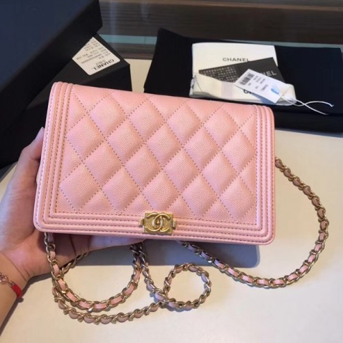 FIÚ CHANEL Eredeti Láncos Pénztárca A80287 Rózsaszín