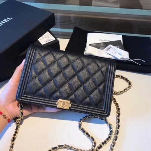FIÚ CHANEL Eredeti Láncos Pénztárca A80287 fekete