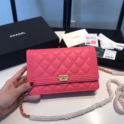 BOY CHANEL Eredeti Láncos Pénztárca A80287 Rózsaszín