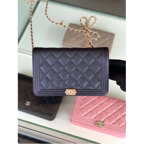 CHANEL eredeti láncos pénztárca aranyszínű fémből B80287 fekete