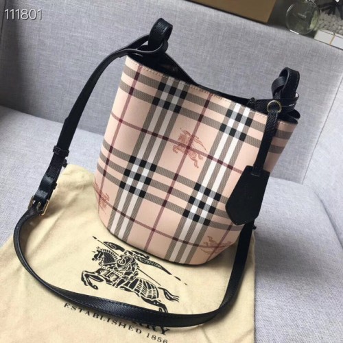 BURBERRY Banner kis vintage kockás és bőr táska 1581 fekete