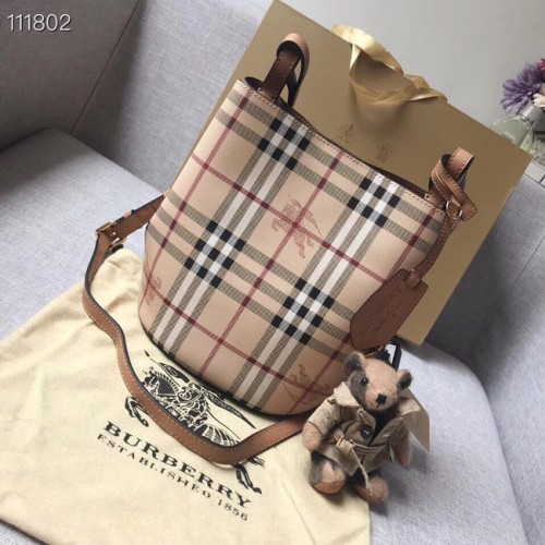 BURBERRY Banner kis vintage kockás és bőr táska 1581 barna