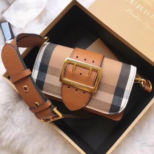 BURBERRY Hampshire vintage kockás bőr crossbody táska 24581 barna