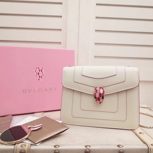 BVLGARI Serpenti Forever Flap Cover bőr táska 28697 fehér