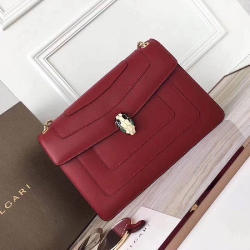 BVLGARI Serpenti Forever Eredeti Borjúbőr Válltáska 3780 Bordó