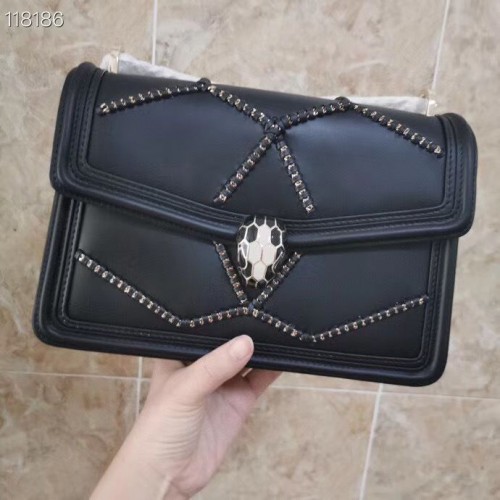 BVLGARI Serpenti Forever bőr válltáska 288656 fekete