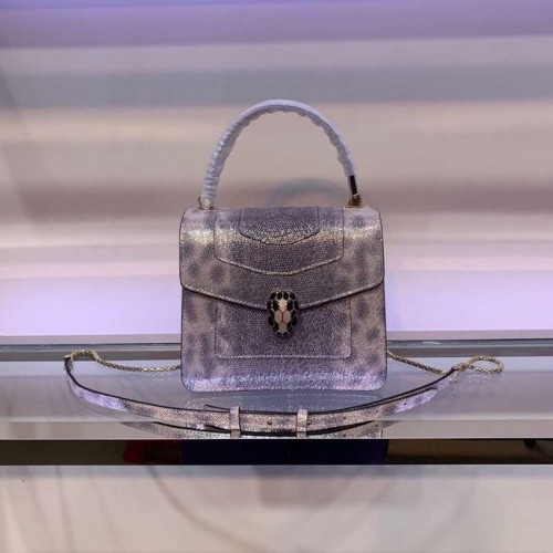 BVLGARI Serpenti Forever metál bőr válltáska 058962 szürke