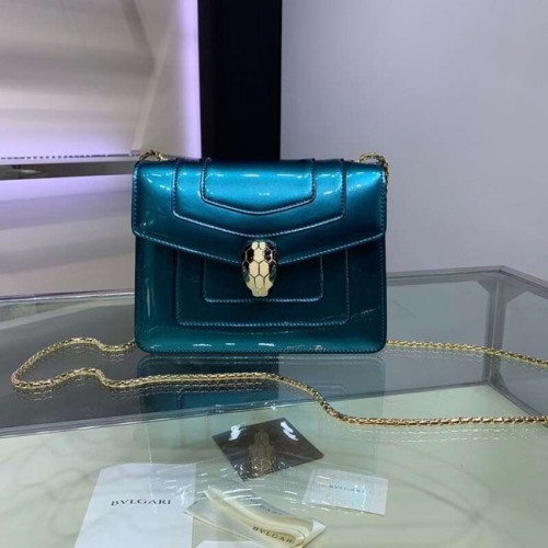 BVLGARI Serpenti Forever metál bőr válltáska 34559 kék