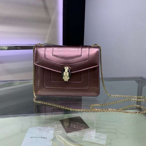BVLGARI Serpenti Forever metál bőr válltáska 34559 rozéarany