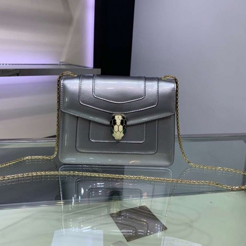 BVLGARI Serpenti Forever metál bőr válltáska 34559 ezüst