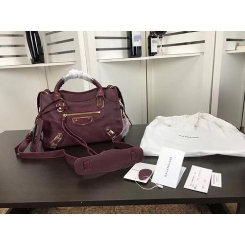 Balenciaga Giant City Gold Studs kézitáska B084335 Borszínű