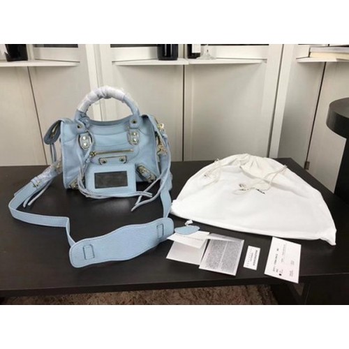 Balenciaga Giant City Gold Studs kézitáska B084336 világoskék