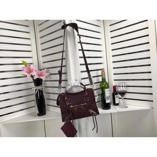 Balenciaga Giant City Gold Studs kézitáska B084336 Borszínű