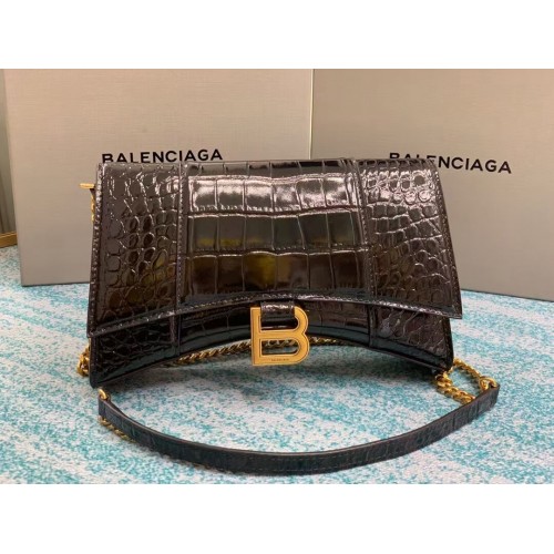 Balenciaga HOMOKÓRA LÁNCOS TÁSKA B164497 fekete és antikolt arany szerelékekkel