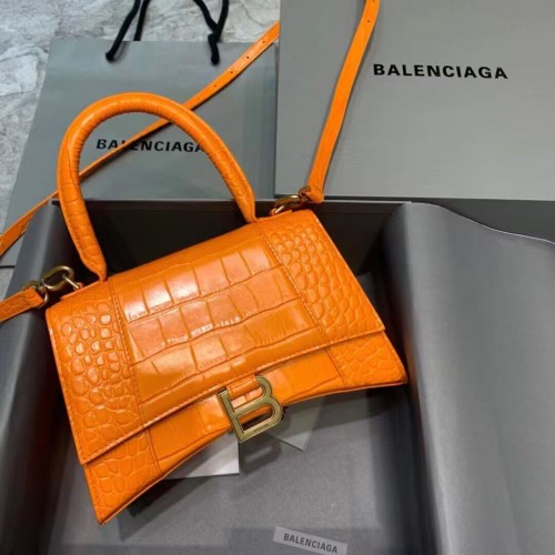 Balenciaga HOMOKÓRA KIS FELSŐ FOGANTYÚ TÁSKA Krokodilbőr Dombornyomott B108895C Narancssárga