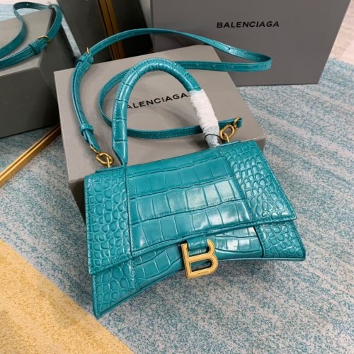 Balenciaga HOURGARACK KIS FELSŐ FOGANTYÚ TÁSKA krokodilbőrrel, dombornyomott mintával, B108895E világoskék