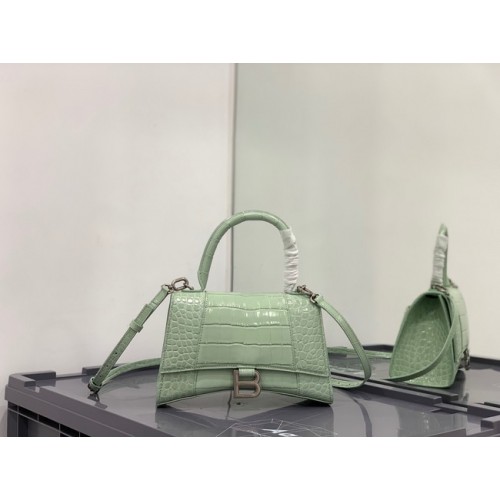 Balenciaga HOURGARACK KIS FELSŐ FOGANTYÚ TÁSKA krokodilbőrrel, dombornyomott mintával, B108895E világoszöld