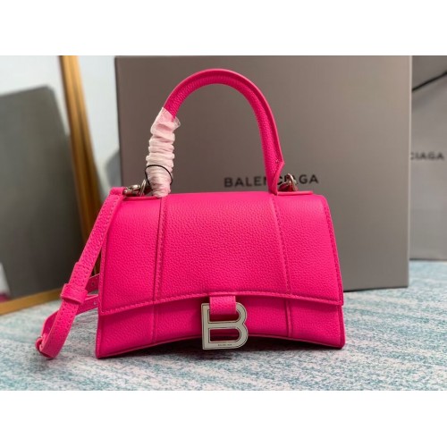 Balenciaga HOURGLASS XS FELÜLSŐ FOGANTYÚ TÁSKA Szemcsés bőr B108896 neonrózsaszín