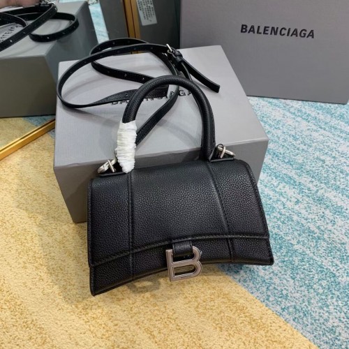 Balenciaga HOURGLASS XS Felső Fogantyús Táska Szemcsés Calfbőr B108896 fekete