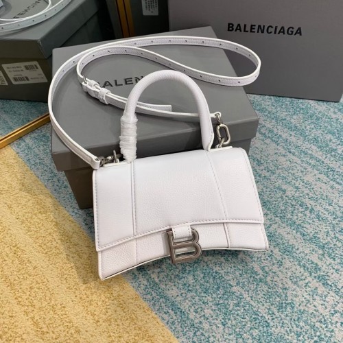 Balenciaga HOURGLASS XS Felső Fogantyús Táska Szemcsés Calfbőr B108896 fehér