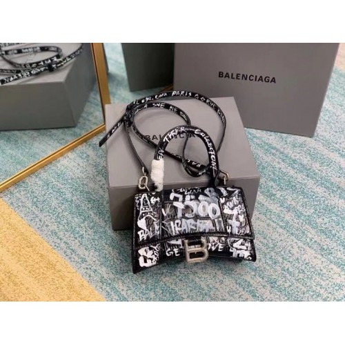 Balenciaga Homokóra XS Felső Fogantyús Táska 28331S Fekete-Fehér