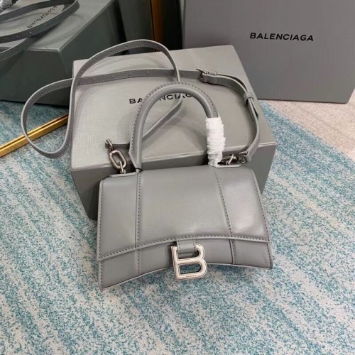 Balenciaga Homokóra XS Felső Fogantyús Táska Fényes Doboz Borjúbőr 28331 Szürke