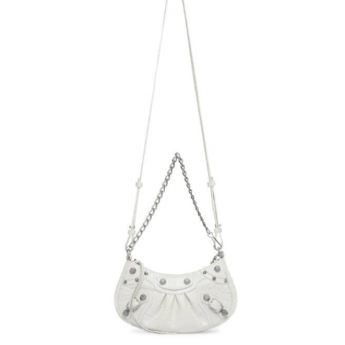 Balenciaga LE CAGOLE MINI TÁSKA LÁNCKÁS KROKODILMINTÁSÚ 9016 fehér