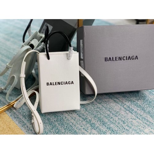 Balenciaga eredeti bőr mini bevásárlótáska B152865 fehér és fekete