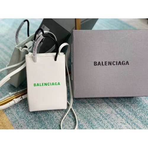 Balenciaga Eredeti Bőr Mini Vásárlótáska B152865 fehér és zöld