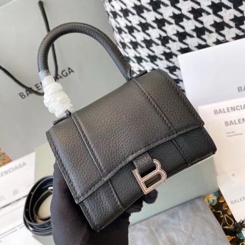 Balenciaga Női Homokóra Mini Felső Fogantyús Táska Szemcsés Calfbőr M8000 Fekete