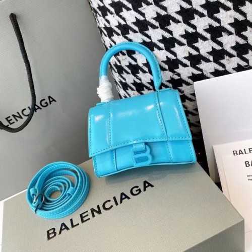 Balenciaga Női Homokóra Mini Felső Fogantyús Táska Fényes Doboz Borjúbőr M8000 Kék