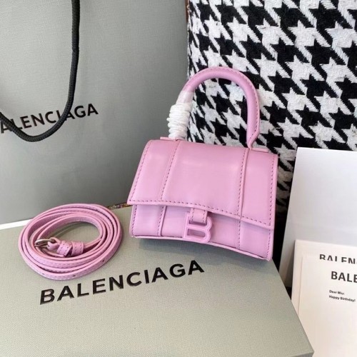 Balenciaga Női Homokóra Mini Felső Fogantyús Táska Fényes Doboz Borjúbőr M8000 Rózsaszín