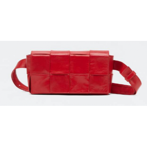 Bottega Veneta CASSETTE Mini Intreccio bőr övtáska 651053 TOMATO