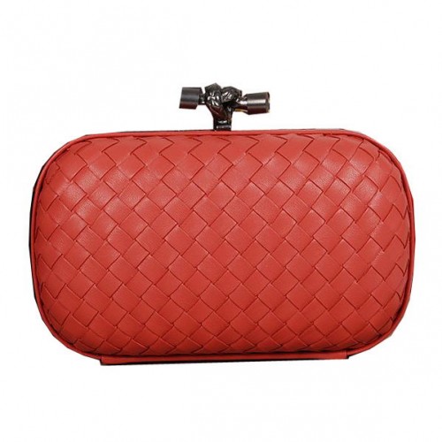 Bottega Veneta Intrecciato báránybőr Impero Ayers Knot Clutch 11308 Világospiros