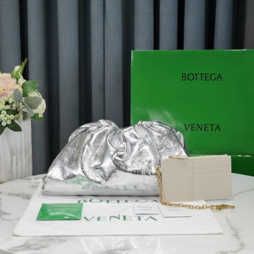 Bottega Veneta bőr clutch 576227 ezüst
