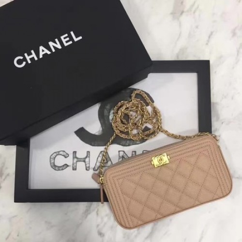 Fiú Chanel Flap Bag Original Cannage Minta CHA3369 Barackszínű