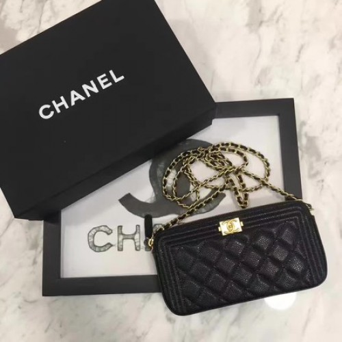 Fiú Chanel Zsebtáska Eredeti Cannage Minta CHA3369 Fekete