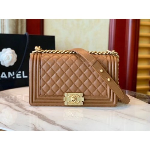 Fiú Chanel Flip Táska Eredeti Bőr A67086 Barna