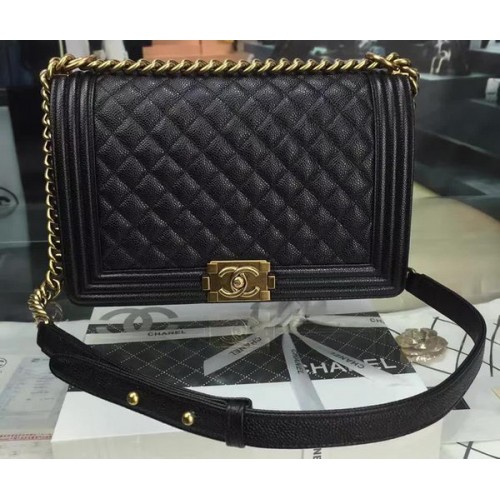 Fiú Chanel Flip Táska Eredeti Fekete Cannage Mintás A67088 Arany