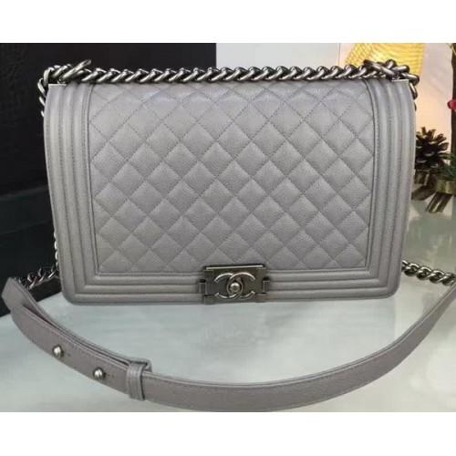 Fiú Chanel Flip Táska Eredeti Szürke Cannage Mintás A67088 Ezüst
