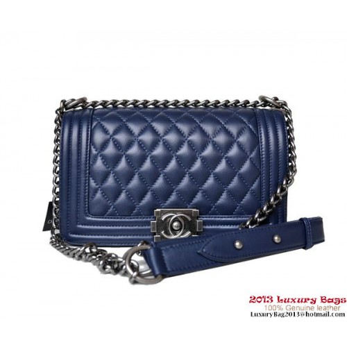 Fiú Chanel Flip Válltáska A67086 Báránybőr Királykék